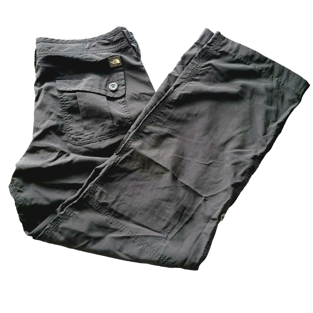 The North Face Womens Roll Up Hiking Pants Gray Convertible Outdoor Trousers 12